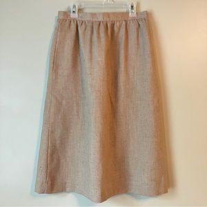 Spiegel Flax Blend A-Line Skirt Fully Lined Hip Pockets Tan Measures Size 2P